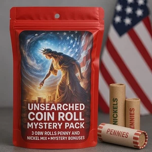 ☆Unsearched Mystery Coin Roll Pack – 3 Rolls Penny Nickel Mix Roll - Red Edition - Picture 1 of 23
