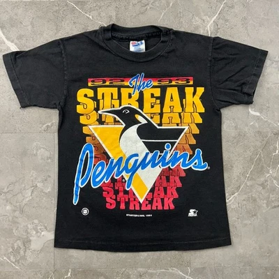Camiseta Gráfica Años 90 De Colección Pittsburgh Penguins Niños Mediana Niños Jóvenes Manga Corta Foto 1 de 4