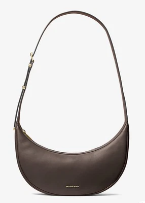 NWT Michael Kors Avra Medium Xbody Chocolate Brown Gold Sling Crossbody Hobo Bag - Image 1 of 4