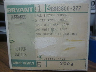* NUEVO INTERRUPTOR DE MOVIMIENTO INFRARROJO BRYANT CAT No. MSWS800-277.......MM-771 Foto 1 de 2