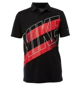 Nike Boy's Victory Graphic Golf Polo Black Red Sz M 887173-010 - Picture 1 of 1