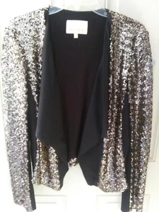 NWT Gibson Latimer Large Gold Sequin W/Black Blazer Jacket Open Front $99.00 - Picture 1 of 14