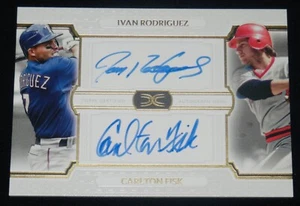 CARLTON FISK & IVAN RODRIGUEZ AUTOGRAPHED BASEBALL CARD (HALL OF FAME) #13 of 35 - Picture 1 of 2