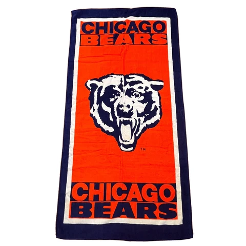 Chicago Bears NFL Football Large Beach Towel 58" x 30" NEW Old Stock 100% Cotton Cover