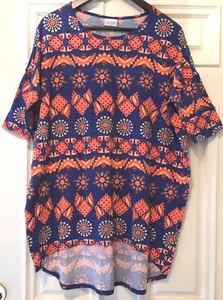 ❤️Camisa Top Túnica Mediana LuLaRoe Irma ~ Estampado Suroeste Gráfico Azul Naranja M❤️ - Imagen 1 de 3