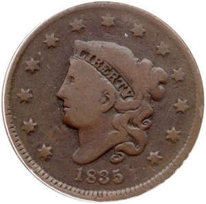 1835 N-18 R-4 ANACS G 6 Matron or Coronet Head Large Cent Coin 1c - Picture 1 of 3