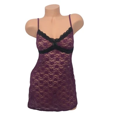 Camisón camisón George con ribete de encaje transparente talla S caprichoso Y2K Foto 1 de 4