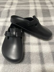 Birkenstock Men’s Black Rubber Mules Slip On Shoes Adjustable Strap Size 12