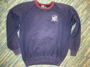 POLO RALPH LAUREN  Sweatshirt PRL Logo Blue Cotton Size Medium Vintage THRASHED - Picture 1 of 11