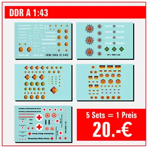 5 Sets - Waterslide Decal 1:43 - DDR NVA Grenze Volkspolizei VP DRK Tankwagen - Bild 1 von 3