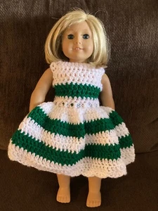 St. Patrick's Day 18" Doll Dress - Green and White - Picture 1 of 5
