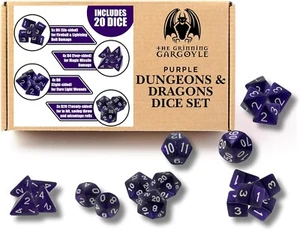 Dungeons and Dragons Polyhedral Gaming DnD Dice Set - 20x Pearl Purple Poly D&D - Picture 1 of 6