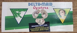 ADVERTISING Label Delta Maid Oysters Can Humphreys Canning New Orleans 5OZ - Picture 1 of 1
