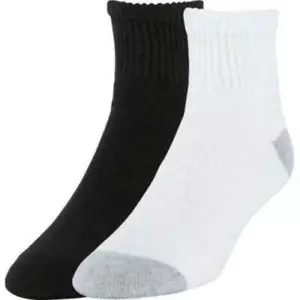 Mens Socks Ankle White & Black Ribbed 6 Pair Gildan-sz 6-11.5 - Picture 1 of 3