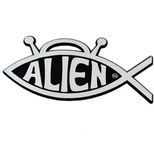 Alien Fish Plastic Auto Emblem - [Silver][5'' x 2 3/4''] - Bild 1 von 1