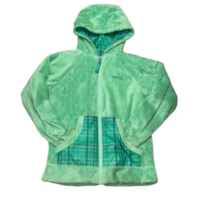 Girls Marmot reversible lite jacket fuzzy and windbreaker in Green. Sz M 7-8 - Image 1 of 4