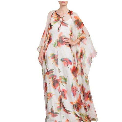 Abito Alexander McQueen in seta floreale trasparente taglia 4 6 (40)