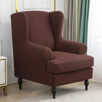 Funda para sofá individual elástica reclinable cubierta para silla con respaldo de ala ~ Foto 1 de 4