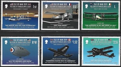 2019 Isle of Man Sg 2475/2480 100 Years of Transatlantic Flight MNH - Image 1 of 2