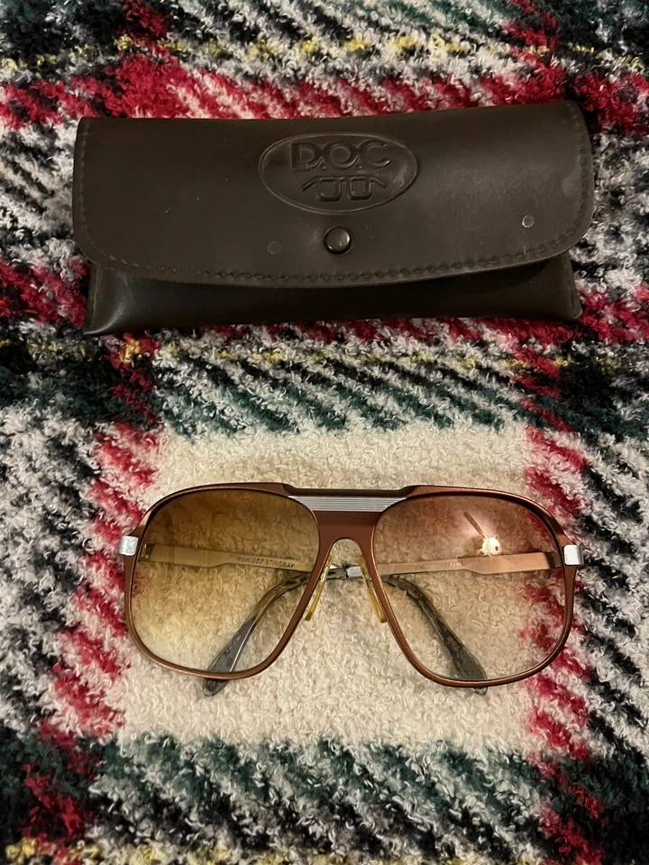 Vintage Stingray Sunglasses West Germany Disco Copper Bronze Frames Amber DOC - Image 1 of 4