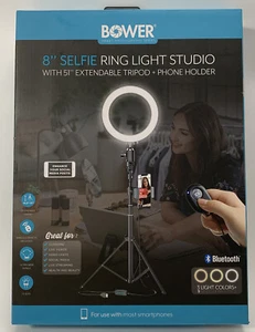 Bower 8'' Selfie Ringlicht Studio 51" ausziehbares Stativ Telefonhalter (607) - Bild 1 von 7