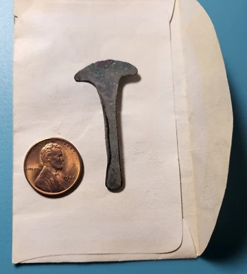 Hacha de cobre azteca de México dinero azada Tajadera 1300-1500 dC pequeña Foto 1 de 4