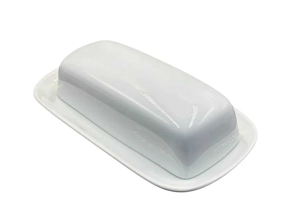 Pottery Barn Great White Ceramic Covered Butter Dish Classic Minimalist Kitchen - Image 1 of 4