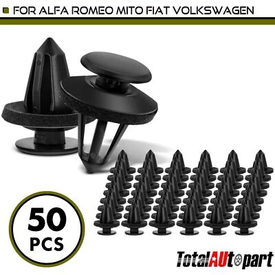 50Pcs Black Trim Panel Retaining Clips for Alfa Romeo Mito Fiat Volkswagen Nylon - Image 1 of 4