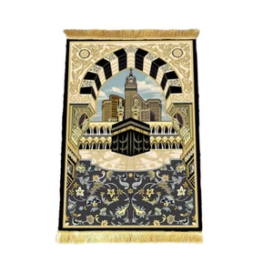 Soft Prayer Mat for Muslim Ramadan Non-slip Flannel Worship Padded Carpet Rug UK - Picture 1 of 4