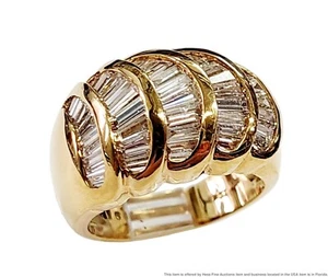 Signed 18K Gold 1.60ctw Fancy Fine Diamond Baguette Ladies Vintage Ring Sz 5.75 - Imagen 1 de 11