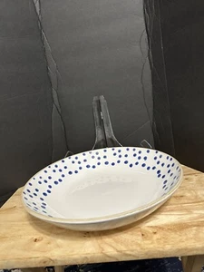 CMG Cerâmicas Portugal Cobalt Blue Dots Pasta Serving Bowl 12" X 2.5" - Picture 1 of 6