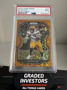 AJ DILLON 2020 Prizm 364 Orange Disco Prizm RC Rookie PSA 9 GEM MINT Packers! - Picture 1 of 2