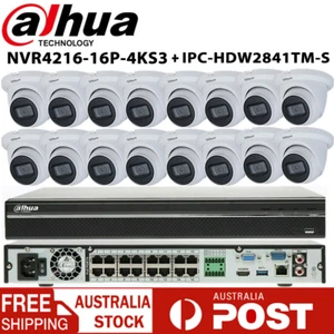 Dahua 16CH NVR kit 8MP Audio Wizsense IP Camera CCTV System IPC-HDW2841TM-S lot - Picture 1 of 20