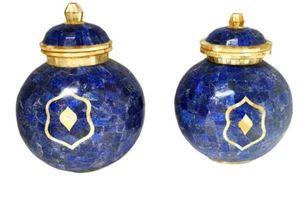 12" Marble Flower Vase Pot Inlay, Lapis Lazuli Inlay, Vase Pot, Home Decor Art - Picture 1 of 10