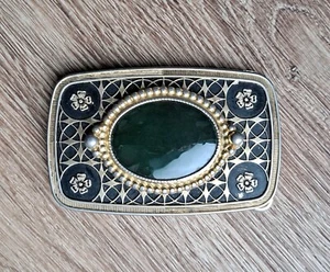 Vintage Gold Toned Black Cabochon Belt Buckle - Picture 1 of 3