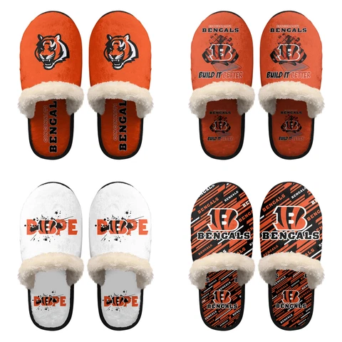 Cincinnati Bengals Plush Slippers Unisex Winter Non-slip Fluffy House Shoes Gift Cover