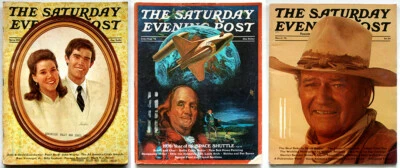 3 SATURDAY EVENING POST 1970s Julie/David Eisenhower, Space Shuttle, John Wayne - Image 1 of 4