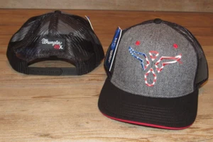 Gorra para hombre Wrangler American Flag Steer Stars & Stripes malla de rodeo Snapback - Imagen 1 de 1