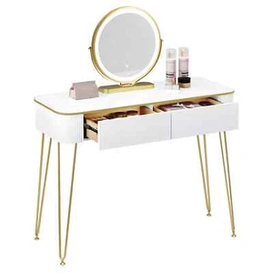 MDF Schminktisch Frisiertisch Kosmetiktisch Spiegel mit 2 Schublade 6114ws - Bild 1 von 10