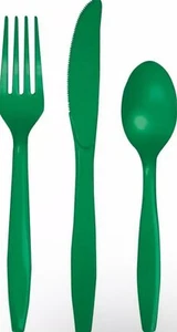 Emerald Green Premium 24 Ct Cutlery Forks Knives Spoons - Picture 1 of 1