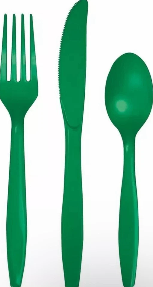 Emerald Green Premium 24 Ct Cutlery Forks Knives Spoons - Image 1 of 1