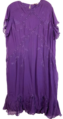 Bust 50 H 51 1X NWT Rosa Antiqua Nataya Flapper Orchid Purple Dress Chiffon - Image 1 of 4
