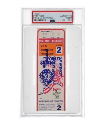 Pete Rose Signed 1980 World Series Ticket Stub Inscribed "1980 W.S. Champs" (PSA - Image 1 of 2