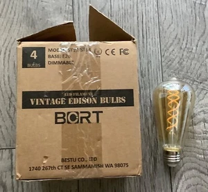4PK BORT VINTAGE EDISON BULBS DIMMABLE MODEL ST19/ST64, 4.5W BASEE26 - Picture 1 of 3