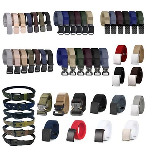 Work Belt Mens Womens Unisex Canvas Buckle Army Webbing Belts Military Waistbelt - Picture 1 of 66