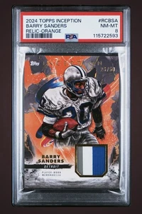 Barry Sanders Player Worn Relic Tri-color Patch 2024 Topps Inception 26/50 PSA 8 - Picture 1 of 4
