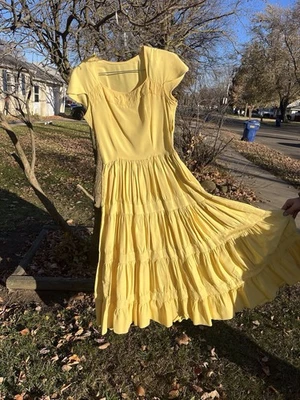 Vestido Formal Vintage Años 40 50 Noche Volantes Baile de graduación Vestido Antiguo Talla Pequeña Foto 1 de 4