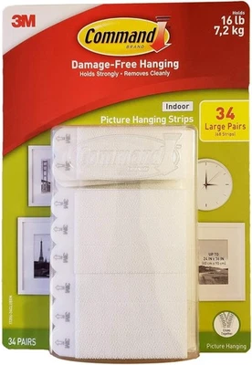 Command Indoor Picture Hanging Strips 34 Large Pairs, 68 Total Strips - Image 1 of 3