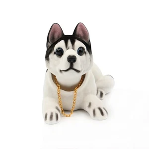 Nodding Lucky Husky Dog Ornaments Bobble Head Toys For Car Dashboard Decor - Picture 1 of 7