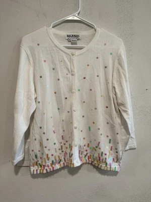 Jack B Suéter Rápido Mediano Blanco Lentejuelas Confeti Arte Profesor Foto 1 de 4